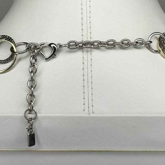 Jennifer Lopez Chunky Silver Gold Circle Chain Link Statement Necklace ✨ - Picture 2 of 13